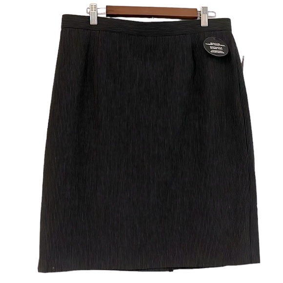 BRIGGS NEW YORK DEADSTOCK PINSTRIPE TUMMY CONTROL MIDI SKIRT BLACK PLUS SIZE 14 - Picture 1 of 12